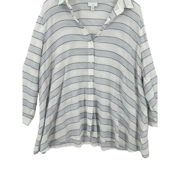 J. JILL Womens Cotton stripped light weight button down size Medium Tall EUC! - Picture 4 of 7